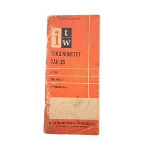 Vintage Illinois Tool Works Trigonometry Tables Involute Functions Booklet 1964